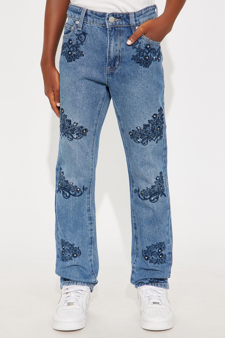 Mini Always Artistic Embellished Slim Jeans - Medium Wash