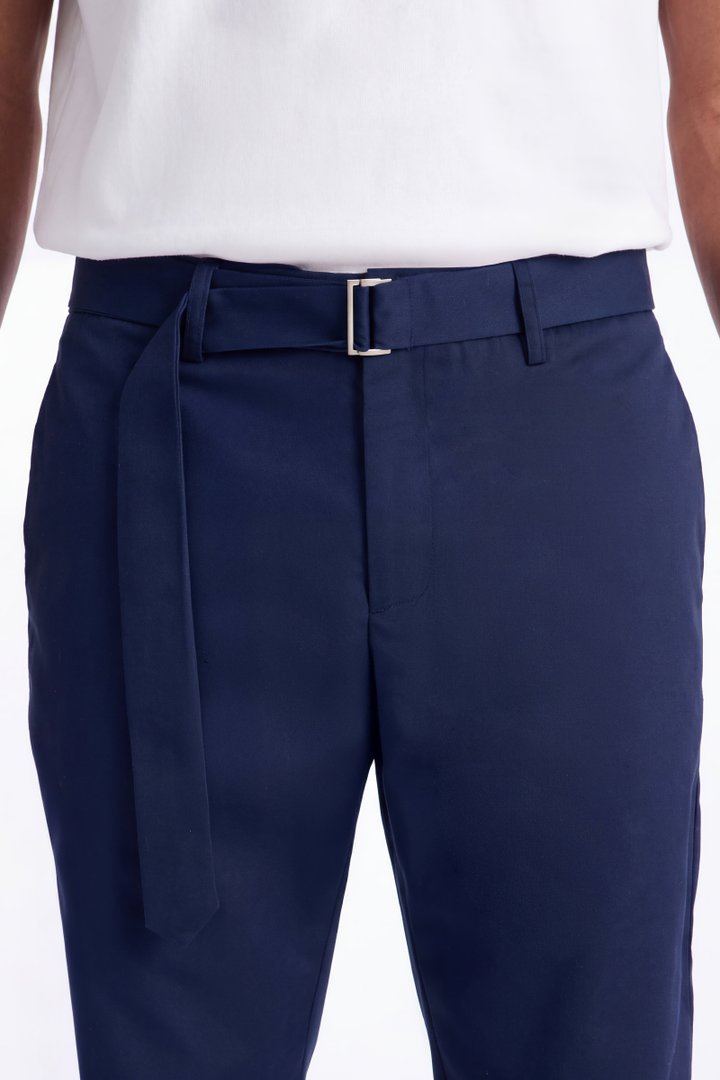 Malakai Belted Straight Leg Pant - Navy