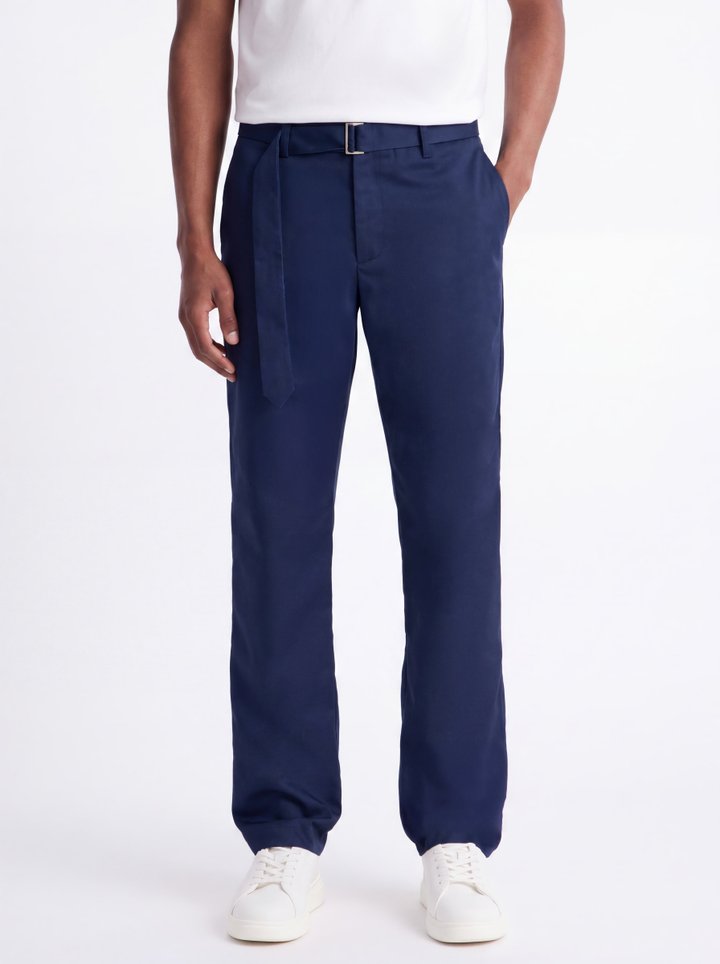 Malakai Belted Straight Leg Pant - Navy