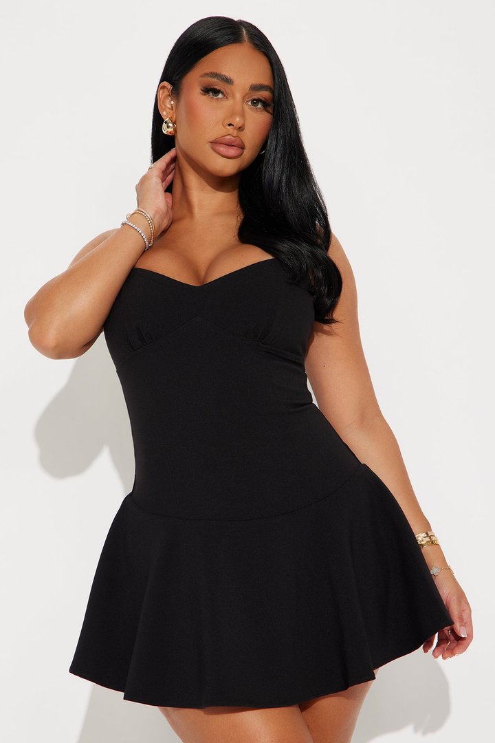Bianey Crepe Mini Dress - Black