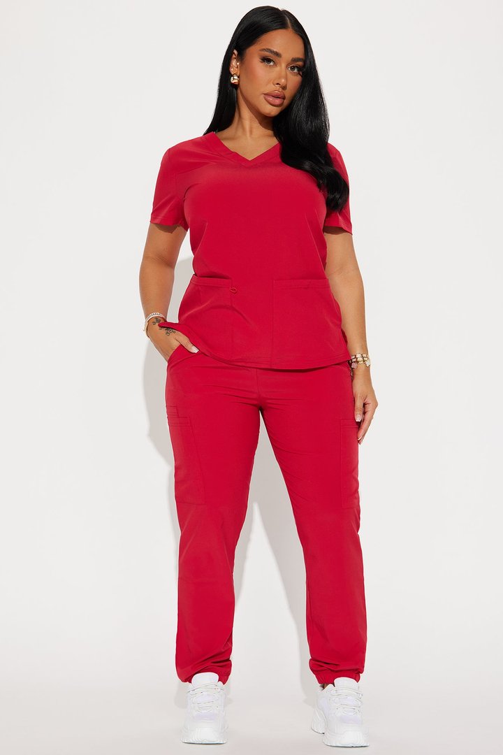 On Call Jogger Stretch Uniform Scrub Set - Red