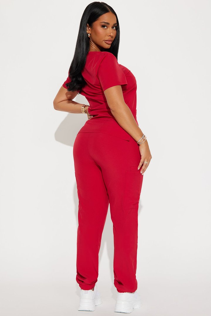 On Call Jogger Stretch Uniform Scrub Set - Red
