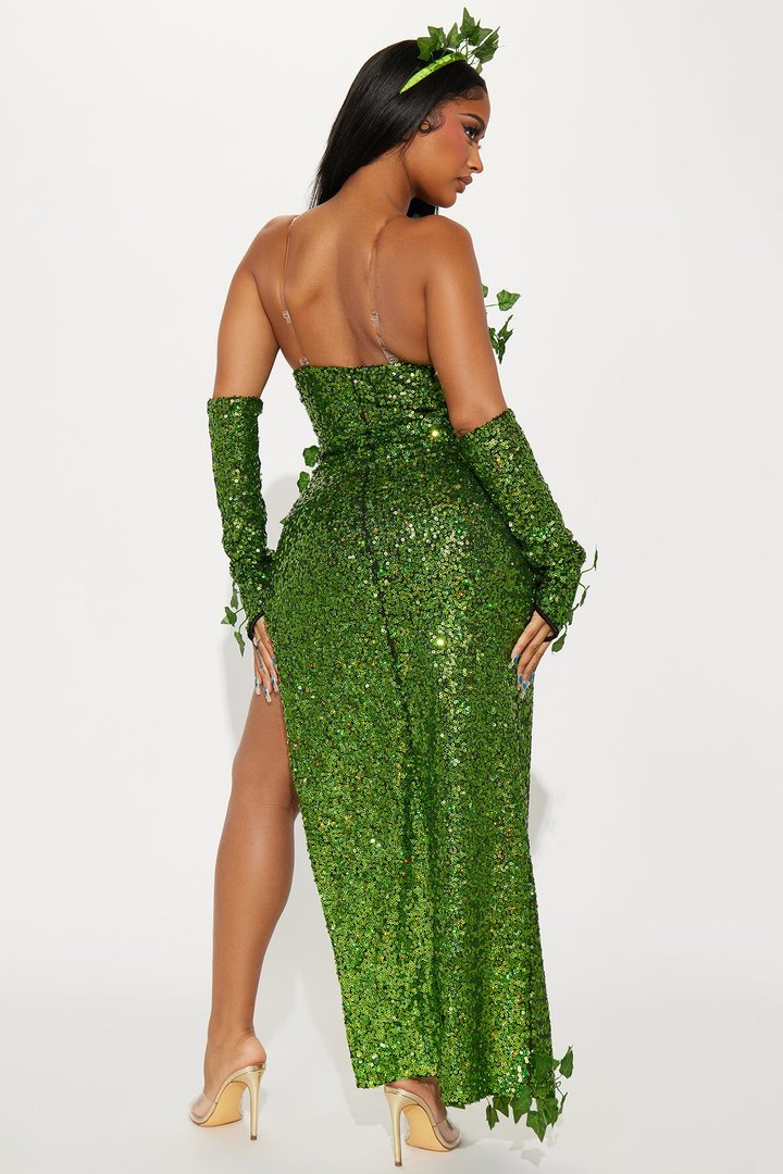 Little Miss Ivy Maxi Dress 3 Piece Costume Set - Green