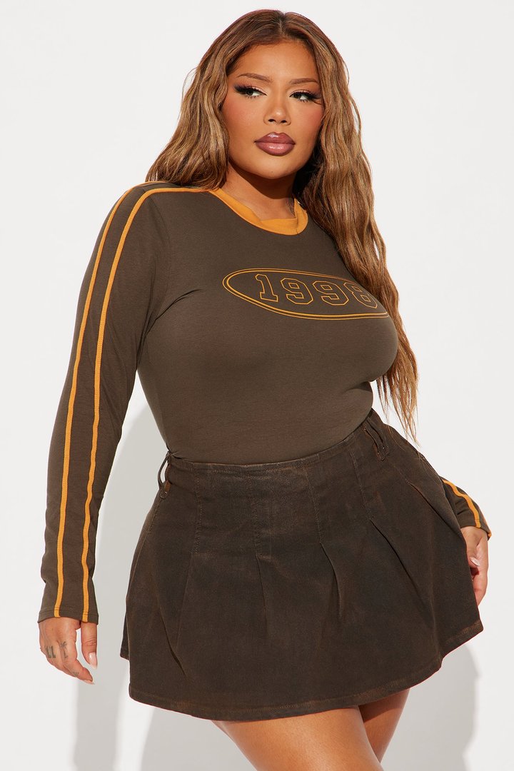 She's a 98' Baby Tee - Olive/combo