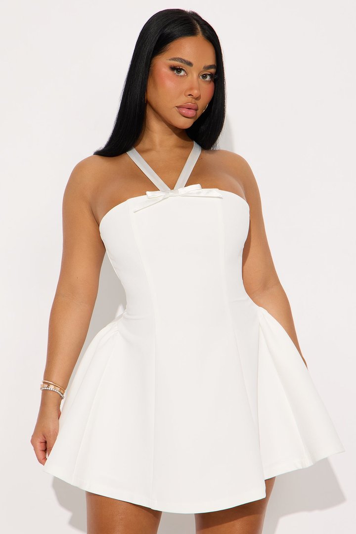 Monroe Bow Mini Dress - White