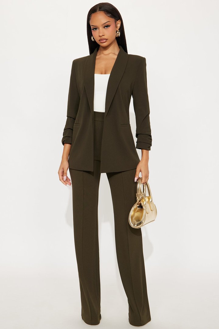 Tall Victoria High Waisted Dress Pants - Olive 1