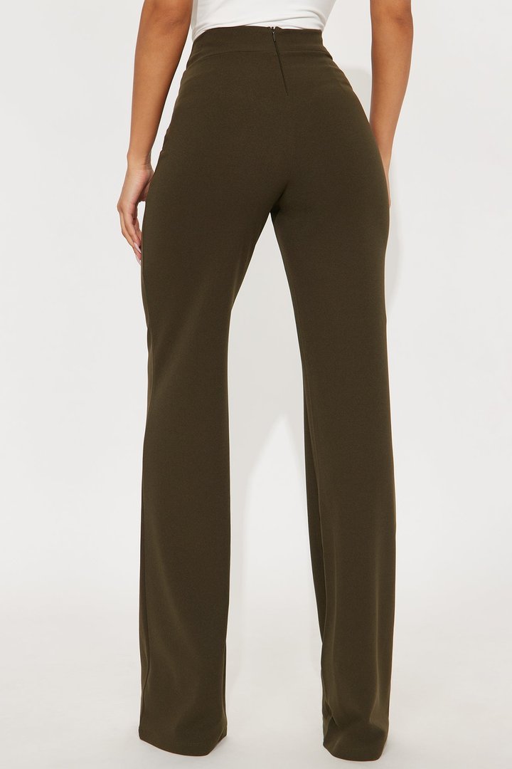 Tall Victoria High Waisted Dress Pants - Olive 1