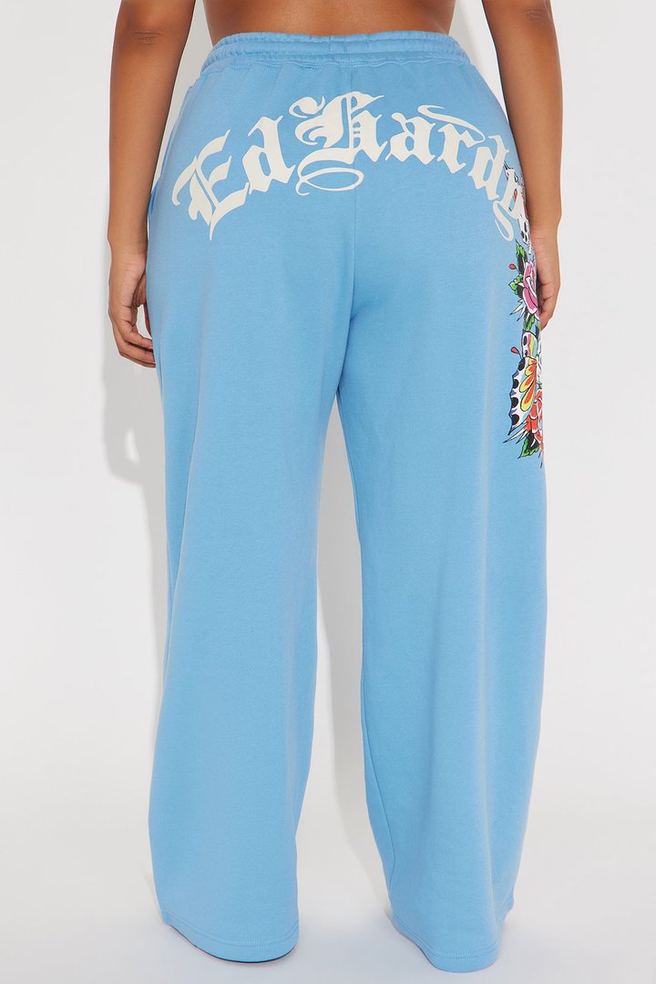 Ed Hardy Skull Haven Wide Leg Pant - Light Blue