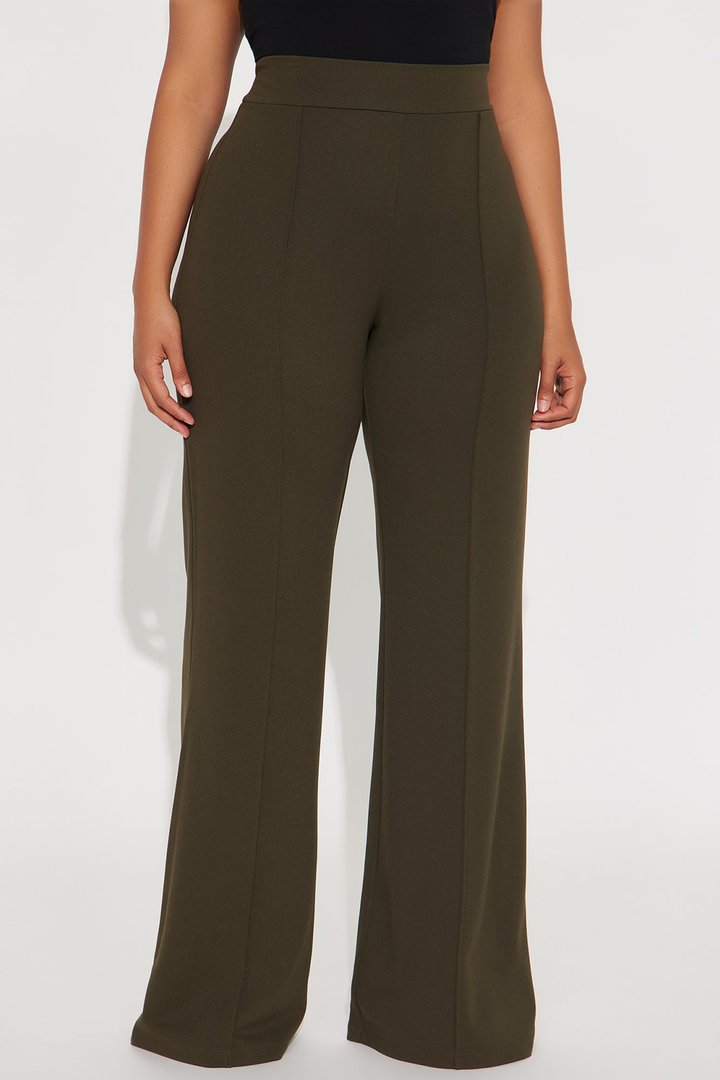 Tall Victoria High Waisted Dress Pants - Olive 1