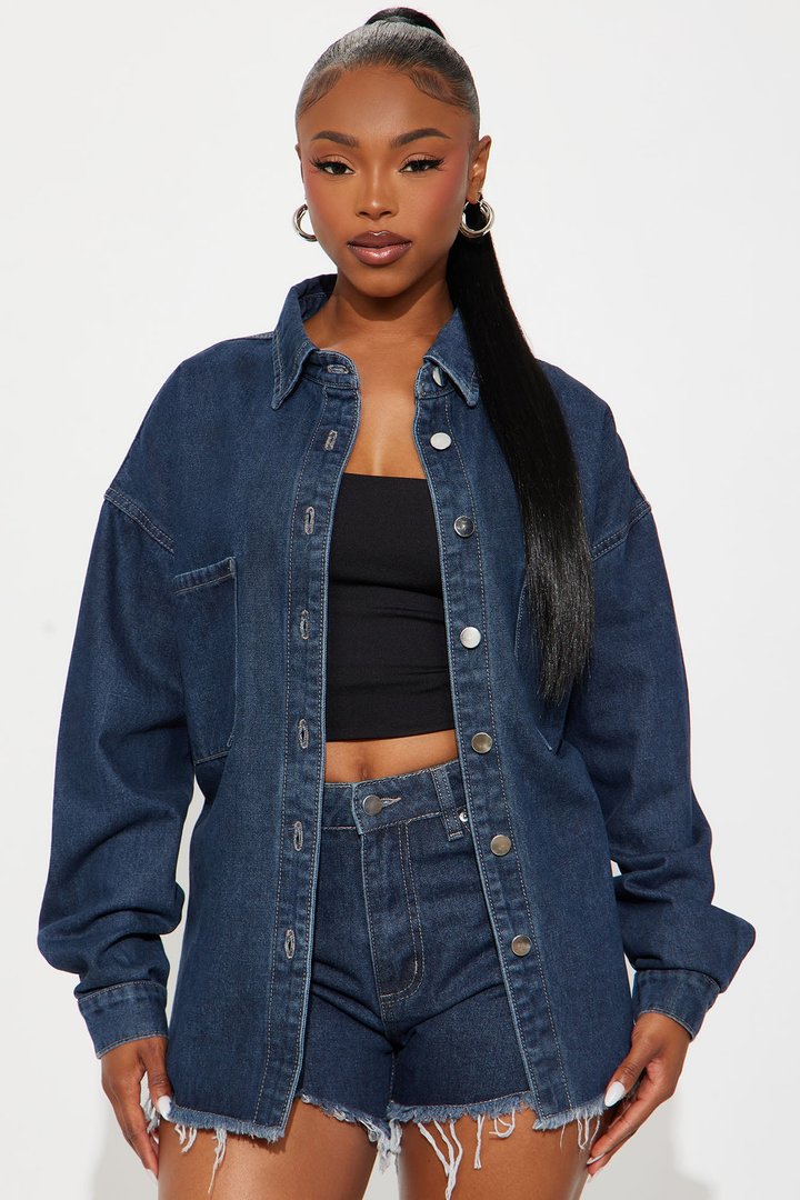 Audrey Denim Short Set - Dark Denim