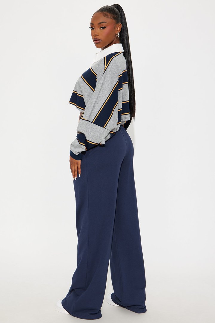 Sydney Striped Polo Lounge Set - Navy/combo