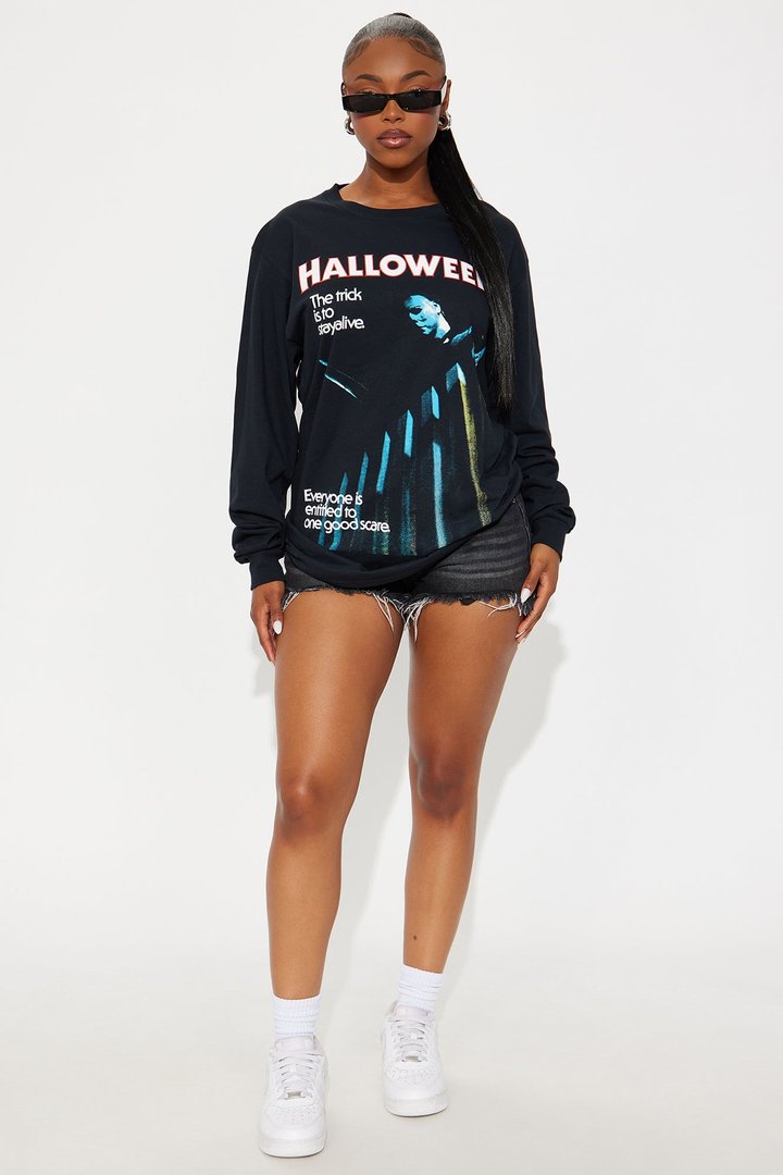 Halloween Michael Myers Long Sleeve Tee - Black