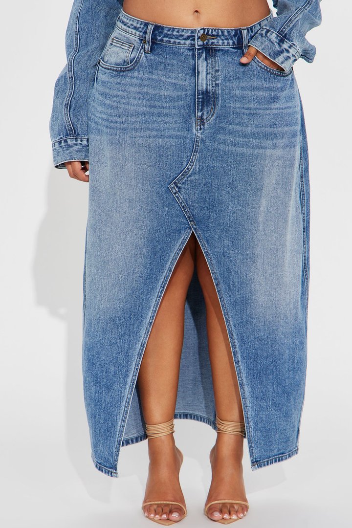 Lone Pine Denim Maxi Skirt - Medium Wash