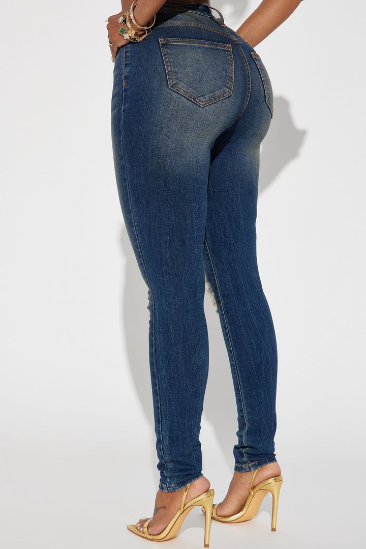 Kelly Ripped Tinted Stretch Skinny Jeans - Dark Denim