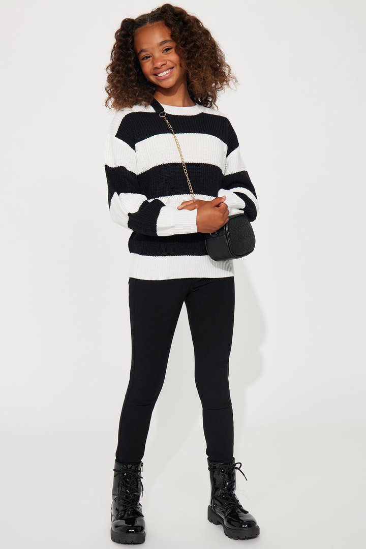 Mini Autumn Dreams Striped Sweater - Black/White