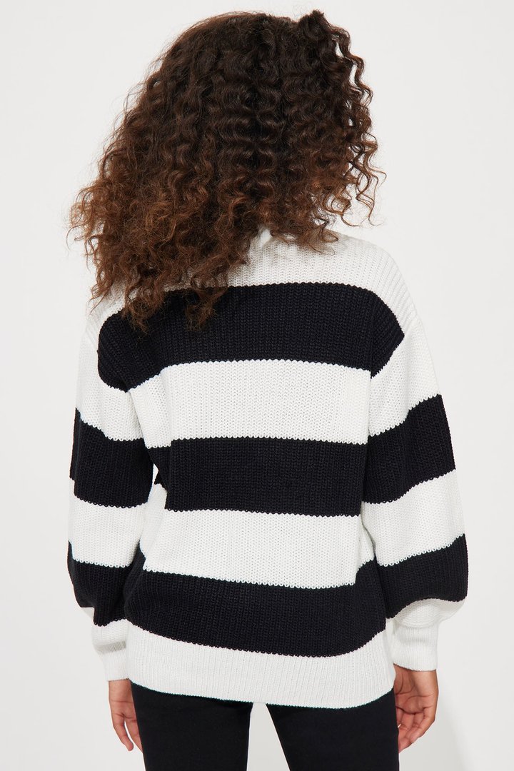 Mini Autumn Dreams Striped Sweater - Black/White