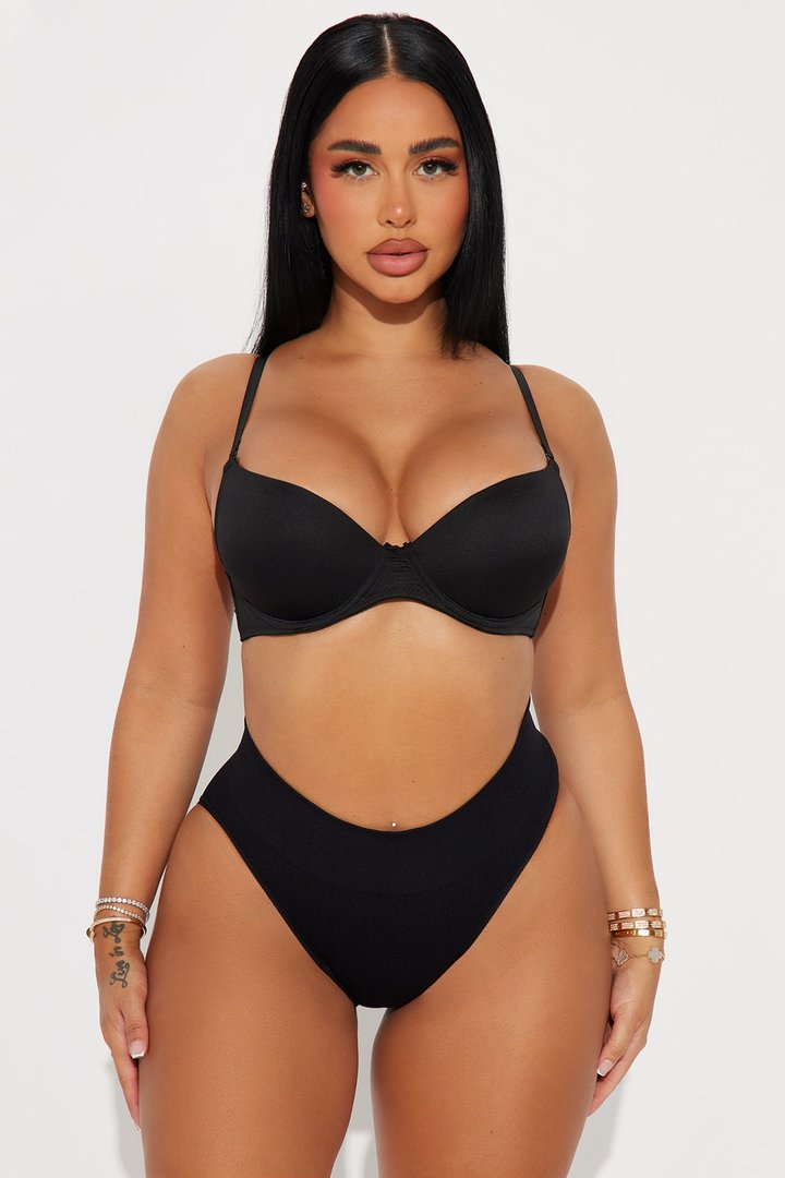 Me And You Seamless Ribbed Brief Panty - Black