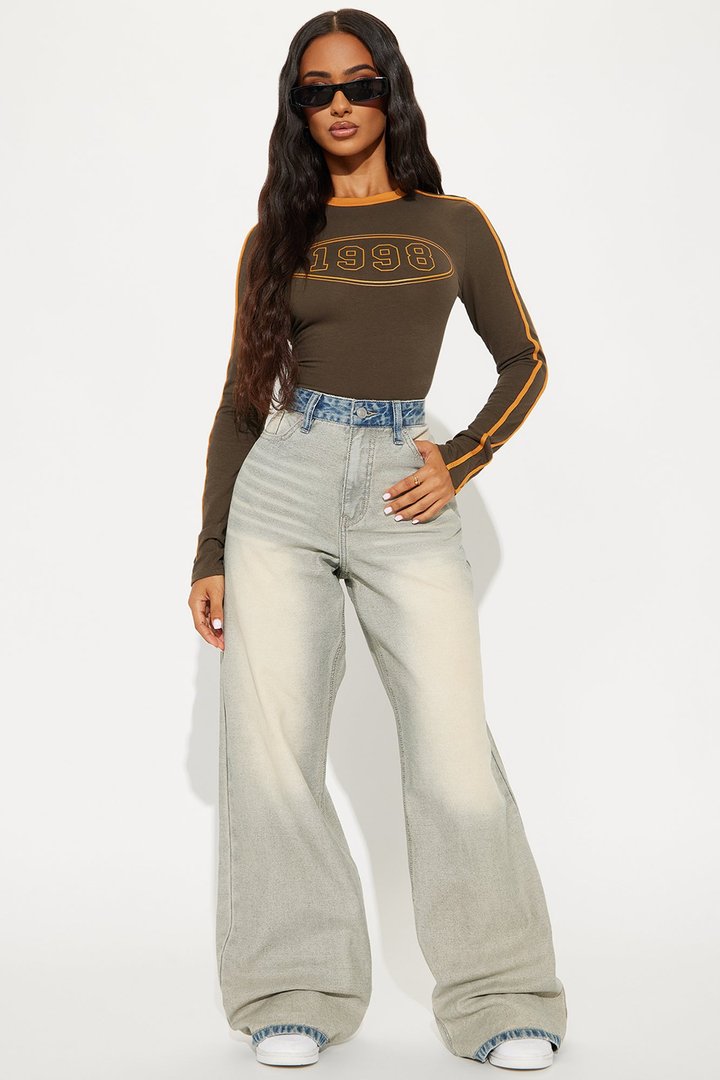 She's a 98' Baby Tee - Olive/combo