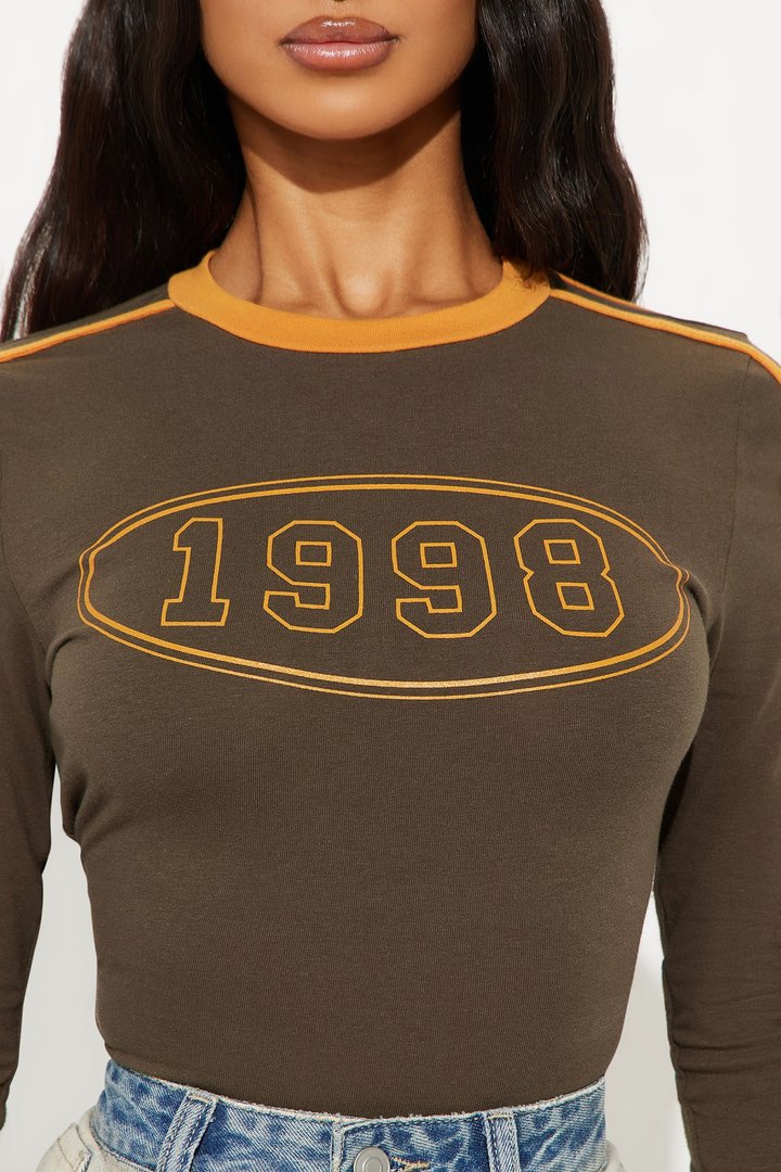 She's a 98' Baby Tee - Olive/combo