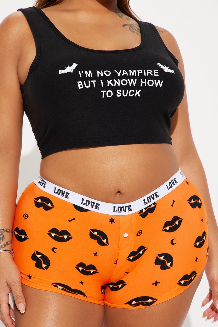 I'm No Vampire Halloween PJ Set - Black/combo