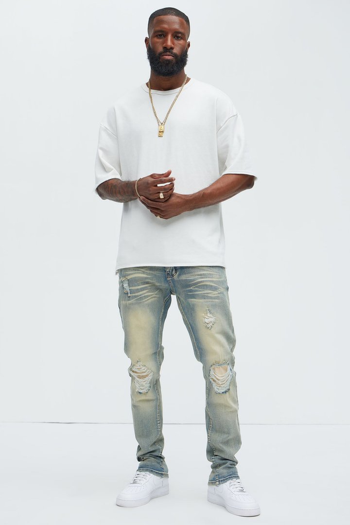 Get With Me Ripped Stacked Skinny Jeans - Vintage Wash