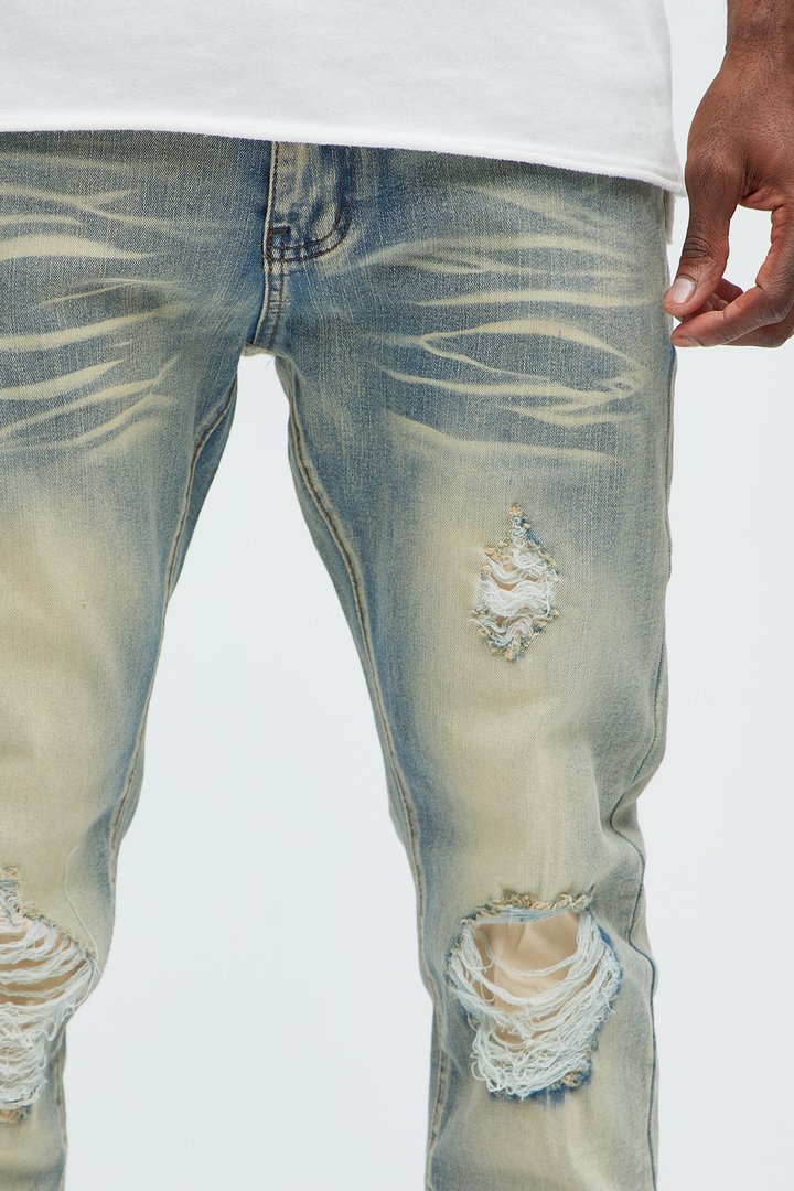Get With Me Ripped Stacked Skinny Jeans - Vintage Wash