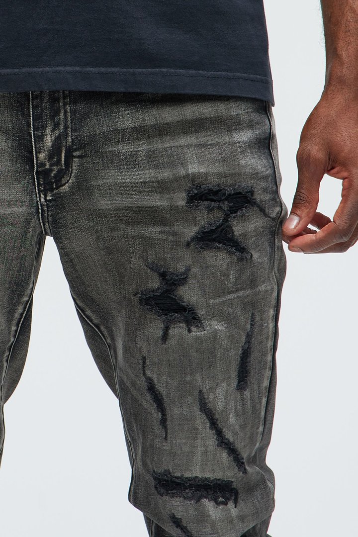 Put You On Spray Painted Stacked Skinny Jeans - Black
