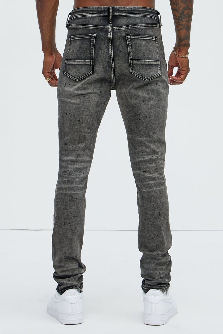 Put You On Spray Painted Stacked Skinny Jeans - Black