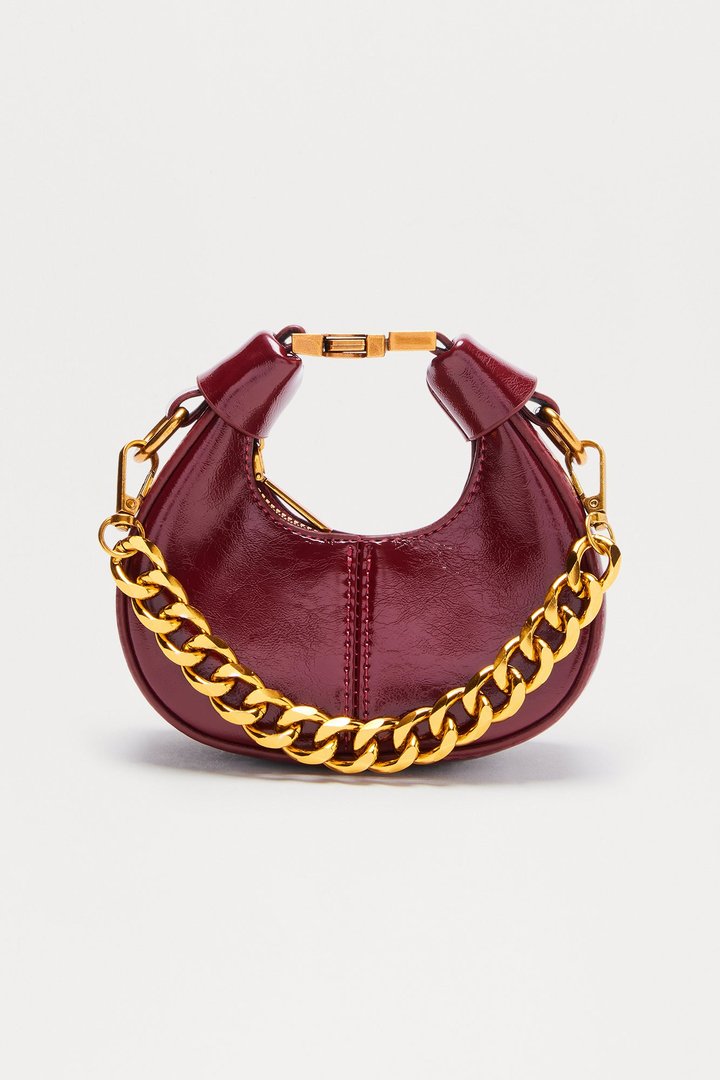 Lil' Link Mini Faux Leather Clutch - Burgundy
