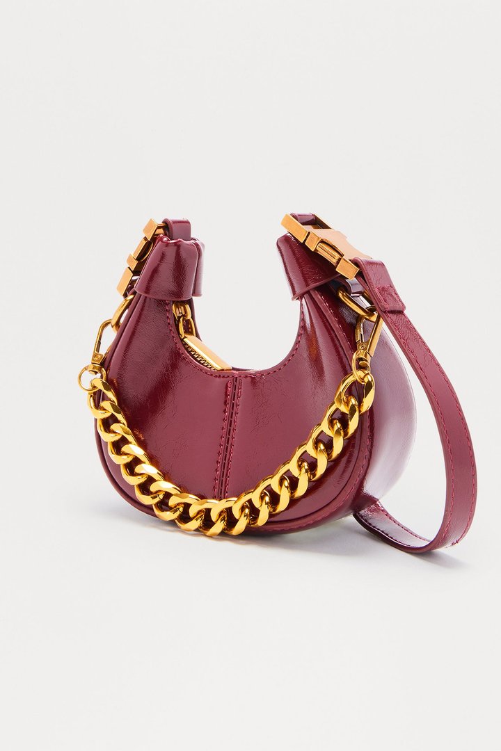 Lil' Link Mini Faux Leather Clutch - Burgundy