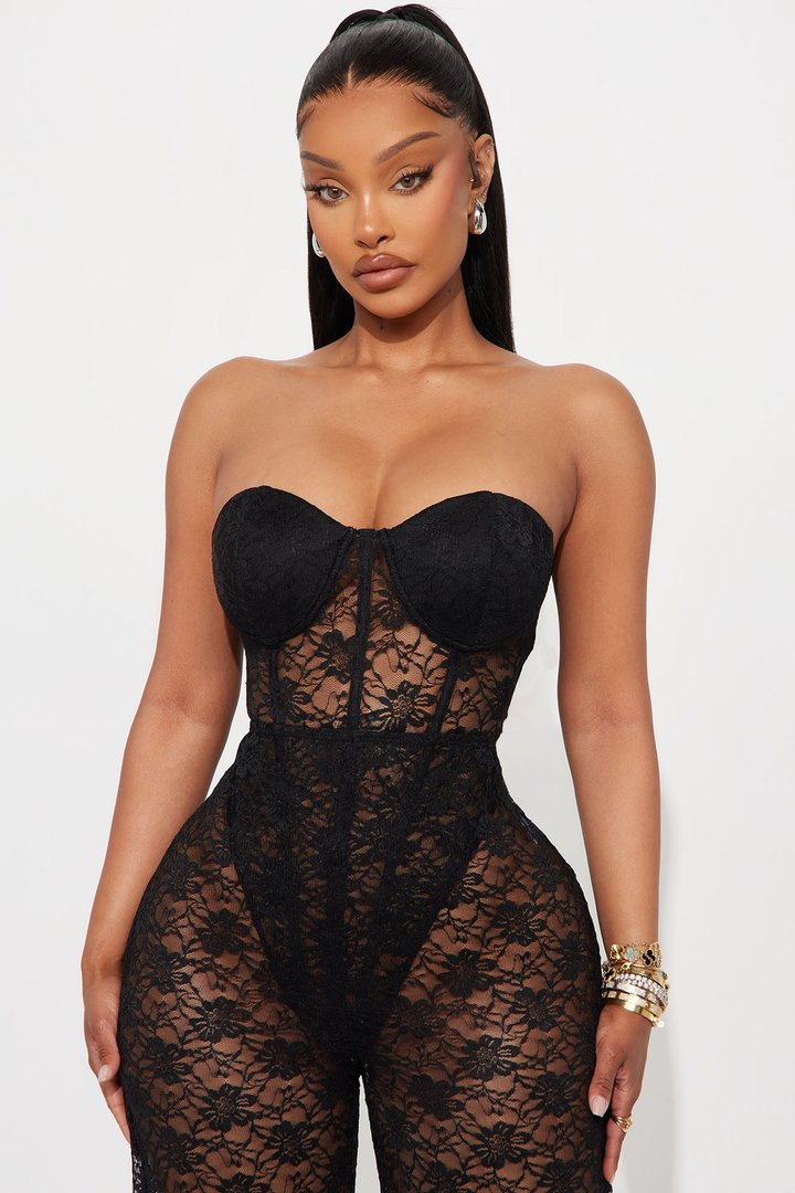Laced In Lust Corset Pant Set - Black