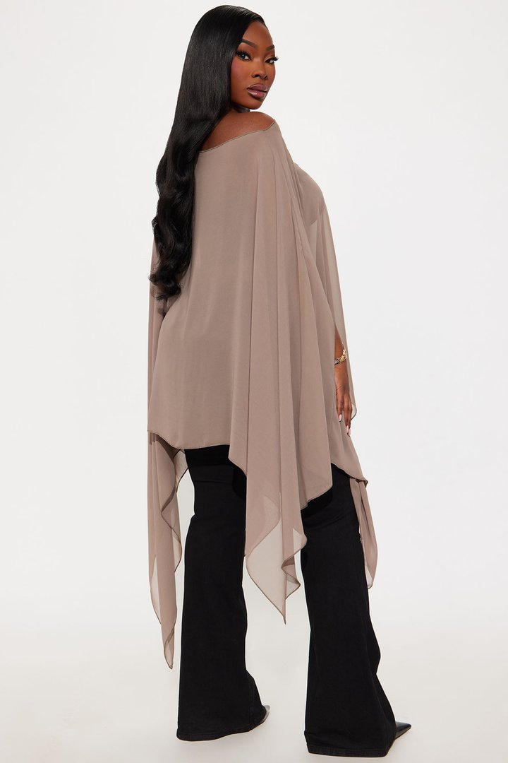 Get In Line Long Chiffon Kimono Top - Mocha