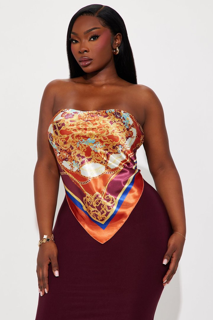 Amelia Satin Maxi Tube Dress - Burgundy