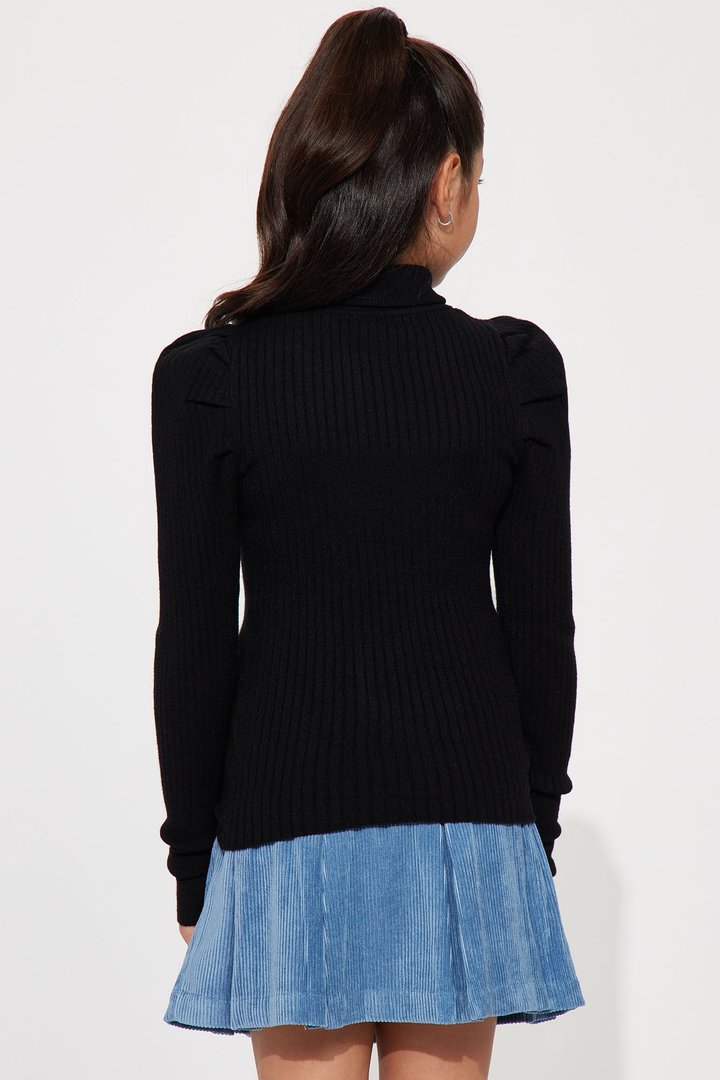 Mini Get On With It Turtleneck Sweater - Black