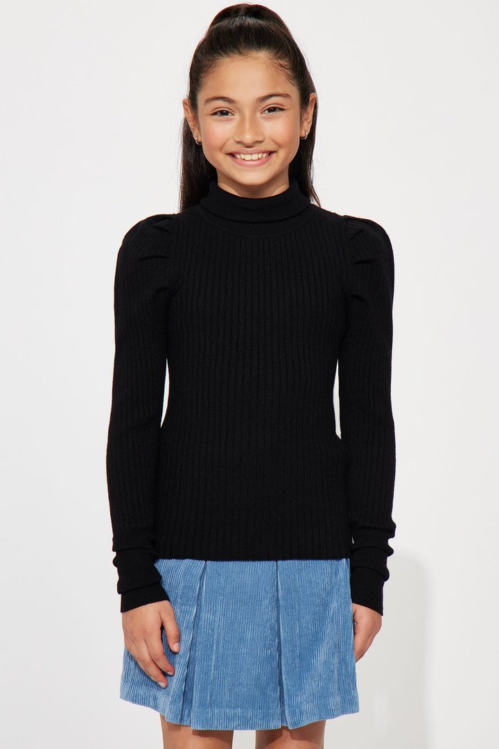 Mini Get On With It Turtleneck Sweater - Black