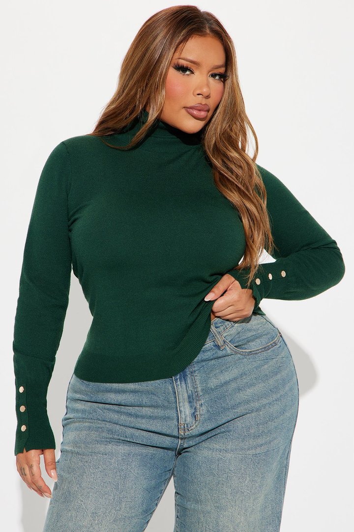 Meet Me Somewhere Turtle Neck Sweater - Hunter