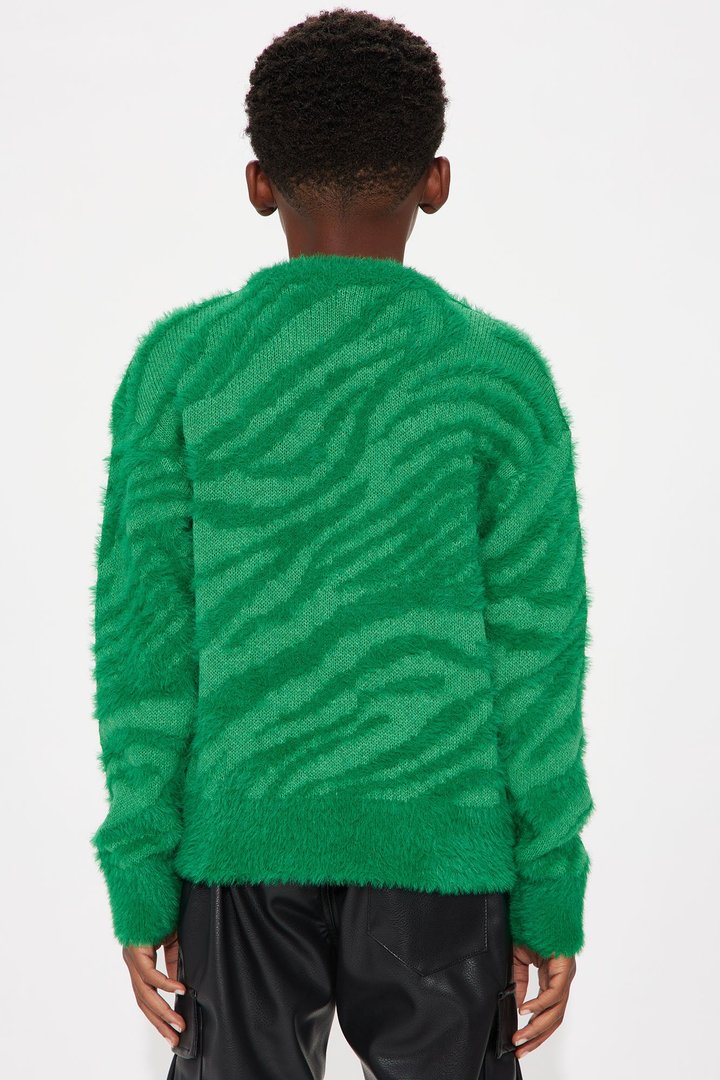 Mini Textured Crewneck Sweater - Green