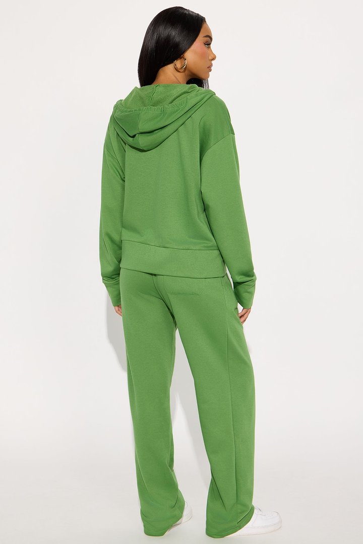 Brooke Oversized Zip Up Fleece Pant Set - Sage