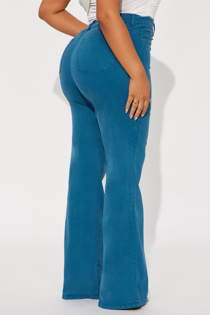 Classic Color Trouser Flare Jeans - Teal
