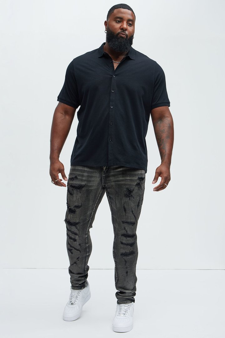 Put You On Spray Painted Stacked Skinny Jeans - Black