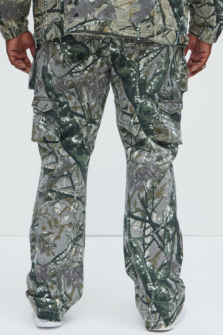On Repeat Skinny Flare Cargo Pants - Green/combo