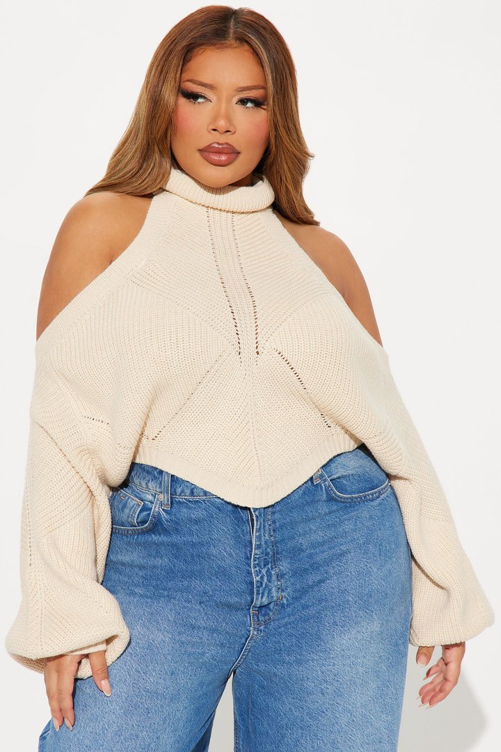 Karasi Cold Shoulder Sweater - Oatmeal