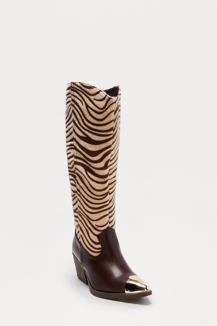 Stallion Animal Print Boots - Brown/combo
