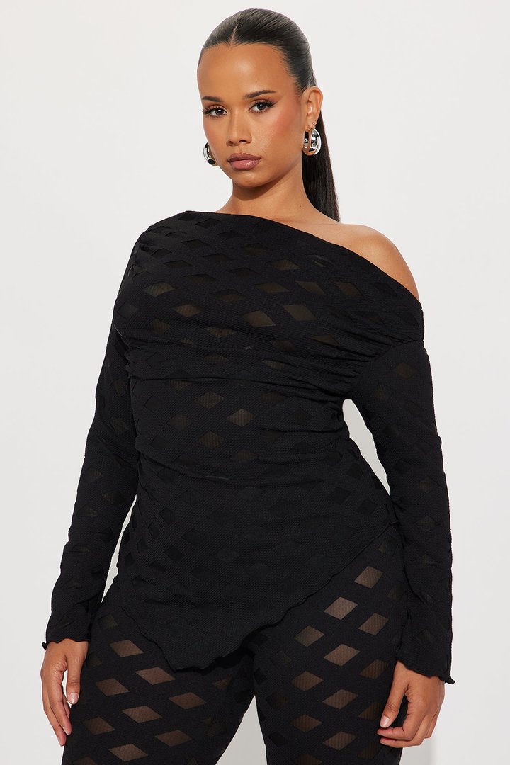 Rhianna One Shoulder Pant Set - Black