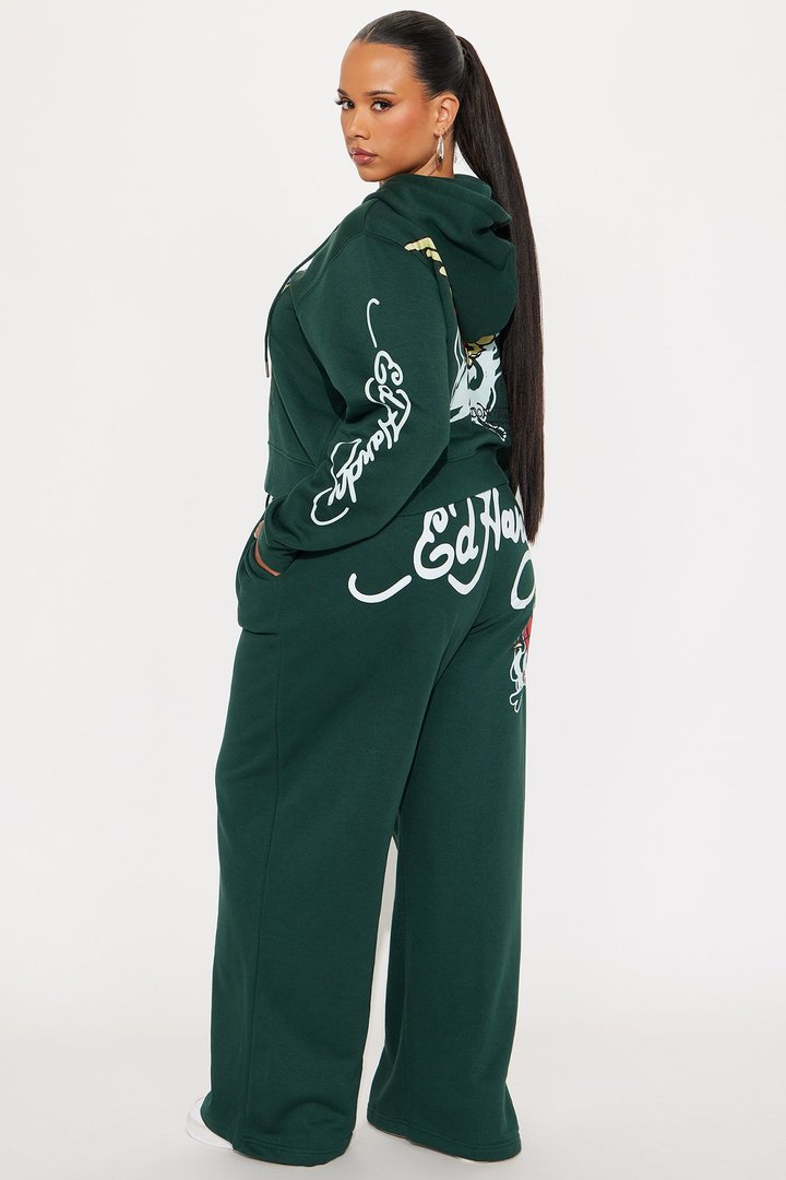 Ed Hardy Twin Flame Wide Leg Pant - Hunter
