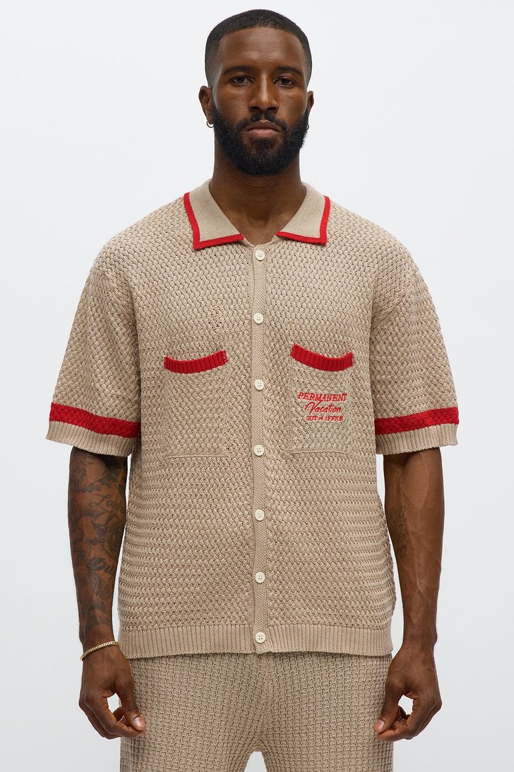 Relaxed Fit Margarita Button Up Shirt - Tan/Multi