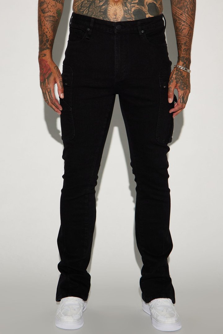 On A Good One Stacked Skinny Flare Jeans - Black