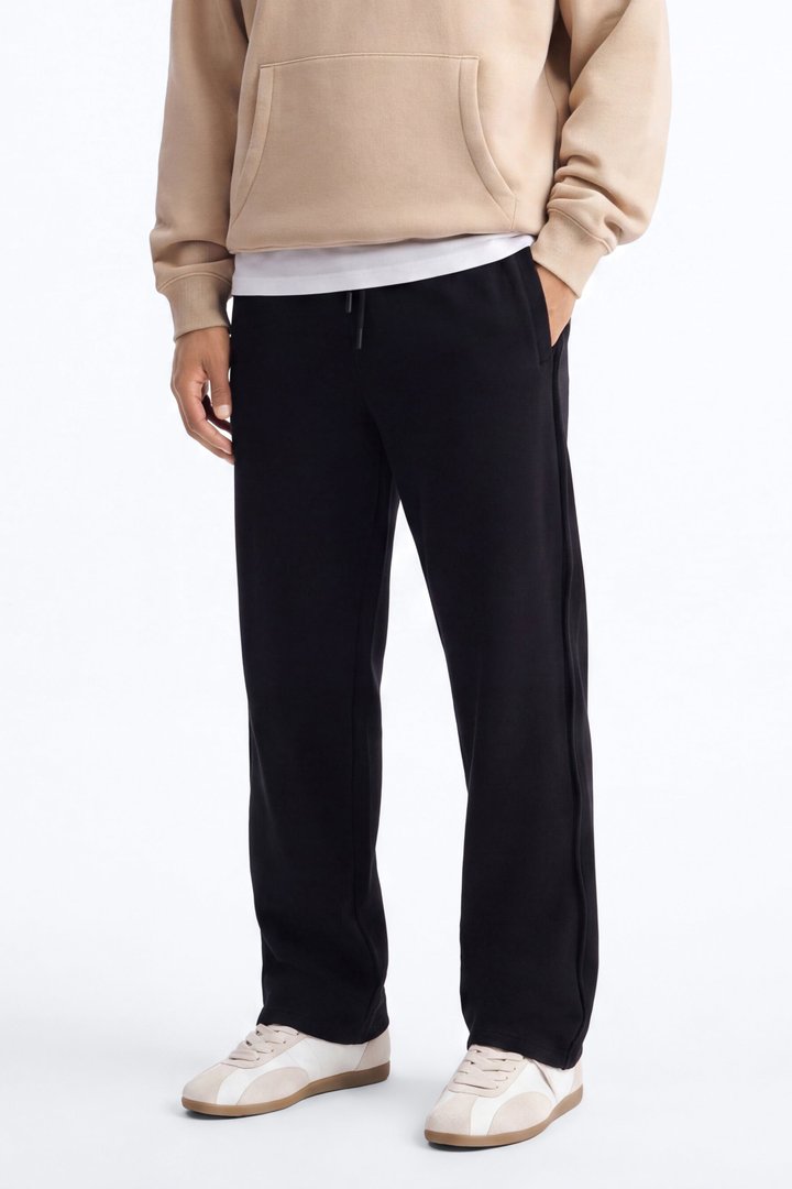 Tayson Wavy Straight Sweatpants - Black