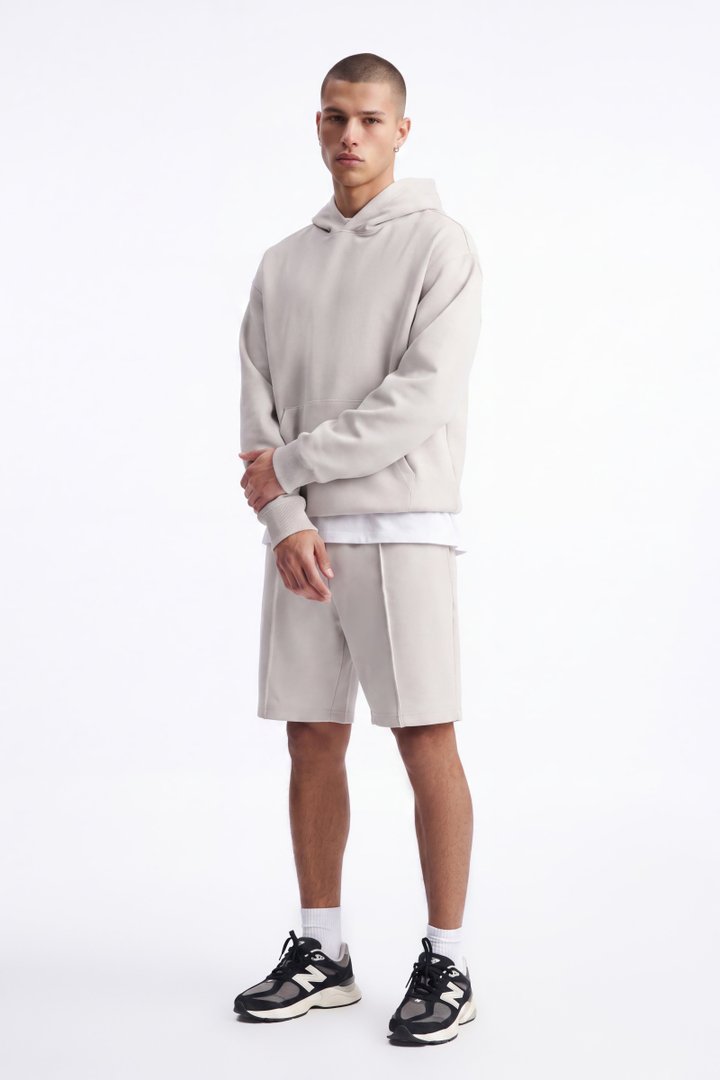 Structured Fleece Hoodie - Light Grey