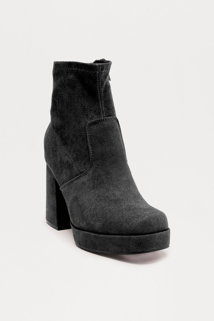 Navy Platform Booties - Black